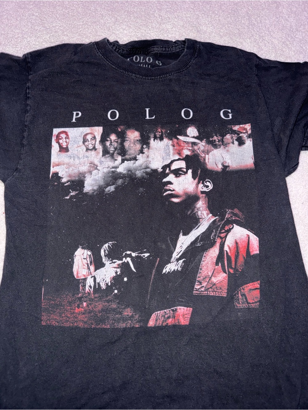 Polo by Ralph Lauren Graphic Short Sleeve Tee in Black with Red Accents